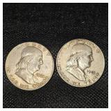 (2)Franklin Half $, 1961-D