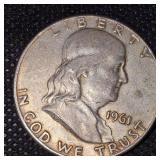 (2)Franklin Half $, 1961-D