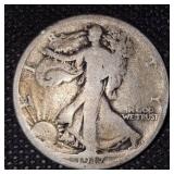 (2) Walking Liberty Half $, worn