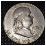 (2)1951-S Franklin Half Dollar