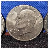 (5) Ike $ Coins, 3-1971, 2 Bicentennial
