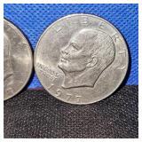 (4) Ike Dollar Coins, 2-1977, 2 Bicentennial