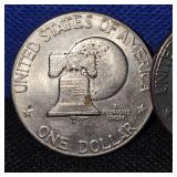 (4) Ike Dollar Coins, 2-1977, 2 Bicentennial