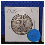 (2)1935 Walking Liberty Half Dollar, VG