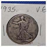 (2)1935 Walking Liberty Half Dollar, VG