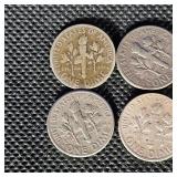 10-Silver Dimes including 2 Mercury