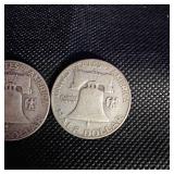 2-Franklin Halves, 1953,1954