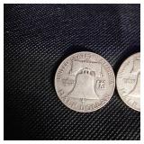 2-Franklin Halves, 1953,1954