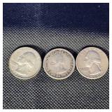 2-Washingtons 1962,1969, and Canadian 1957 Qtr