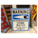 Warning Neighborhood Crime Watch Aluminum Sign 18" x 24"