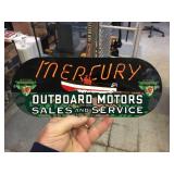 Mercury Outboards Enamel Metal Sign - 12" x 4 3/4"