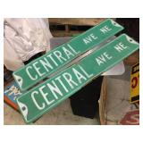 2 Vintage Embossed Central Ave - Metal Street Signs 30" x 6"