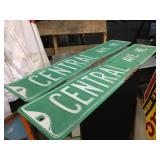 2 Vintage Embossed Central Ave - Metal Street Signs 30" x 6"
