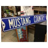 Mustang Country & Gasoline Alley - Metal Signs 30" x 6"