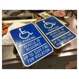 2 Reflective Handicap Parking Aluminum Signs 12" x 18"