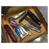 Nifty Pocket Knives in Cigar Box