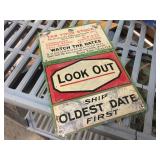 Vintage Tin Tobacco Reminder Jointed Sign - 6 1/2" x 10"