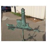 Vintage Copper-Lighthouse-Weathervane - 27" Tall