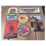 6 Old-Look Tin Gasoline/Car Signs