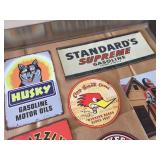 6 Old-Look Tin Gasoline/Car Signs