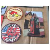6 Old-Look Tin Gasoline/Car Signs