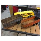 3 Vintage Pressed Steel Toy Trailers - Tonka - Dunwell - Structo