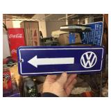 Vintage VW Porcelain Arrow Sign - 12" x 4"