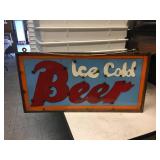 Custom Folk Art - Ice Cold Beer - Metal Sign 31" x 15 1/2"