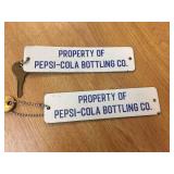 Pair Vintage "Property of Pepsi-Cola" - Keychains/Crate Badge