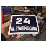 Vintage Convex Metal/Porcelain Sign - Czech? 8" x 6"