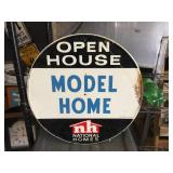 Vintage Round Metal "Model Home" Advertiser Sign - 17 1/2"