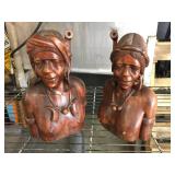 Vintage Carved Wooden Tribal Couple - 11" Tall