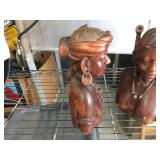 Vintage Carved Wooden Tribal Couple - 11" Tall