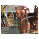 Vintage Carved Wooden Tribal Couple - 11" Tall