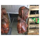 Vintage Carved Wooden Tribal Couple - 11" Tall