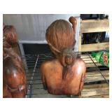 Vintage Carved Wooden Tribal Couple - 11" Tall