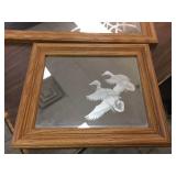 2 Etched Mallard Mirrored Glass Frames 12 1/2" x 10 1/2" - 22 1/2" x 18 1/2"