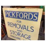 Heavy Vintage "Pickfords" 2-Sided Metal Porcelain Sign 15 5/8" x 15 5/8"