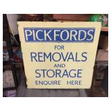 Heavy Vintage "Pickfords" 2-Sided Metal Porcelain Sign 15 5/8" x 15 5/8"