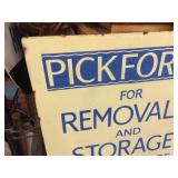 Heavy Vintage "Pickfords" 2-Sided Metal Porcelain Sign 15 5/8" x 15 5/8"
