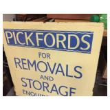 Heavy Vintage "Pickfords" 2-Sided Metal Porcelain Sign 15 5/8" x 15 5/8"