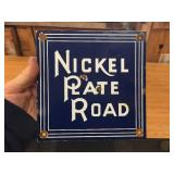 Vintage "Nickel Plate Road" - Porcelain Railroad Sign 8" x 8"