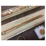 2 Vintage Gold Filled Watch Bands - Ring Marked Thailand - GF Pin