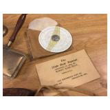 Group Vintage Items - Compass - Cannon Ball - Flashlight - Skewers - Buttons - etc