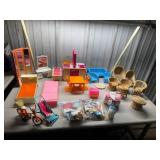 Vintage Barbie and Dollhouse Furniture and Accessories, Includes, Orange Barbie Sized Bike and Little MS Three Wheeler for Barbie