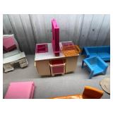 Vintage Barbie and Dollhouse Furniture and Accessories, Includes, Orange Barbie Sized Bike and Little MS Three Wheeler for Barbie