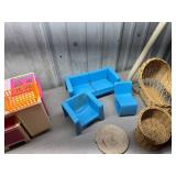 Vintage Barbie and Dollhouse Furniture and Accessories, Includes, Orange Barbie Sized Bike and Little MS Three Wheeler for Barbie