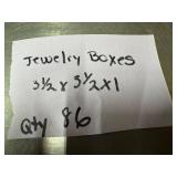 86 Jewelry Boxes (3.5 x 3.5 x 1) and 1 large box 10" x 4" x 4"