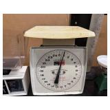 Four Vintage Scales - Balance Beam Scale, Utility Scale, Health O Meter.