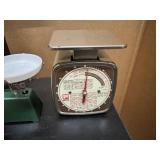 Four Vintage Scales - Balance Beam Scale, Utility Scale, Health O Meter.